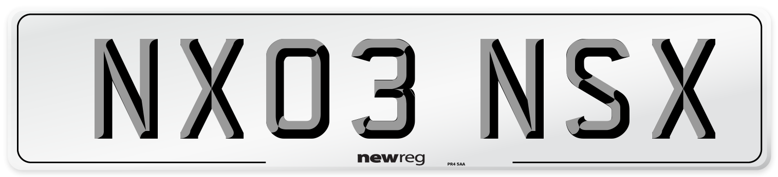 NX03 NSX Number Plate from New Reg
